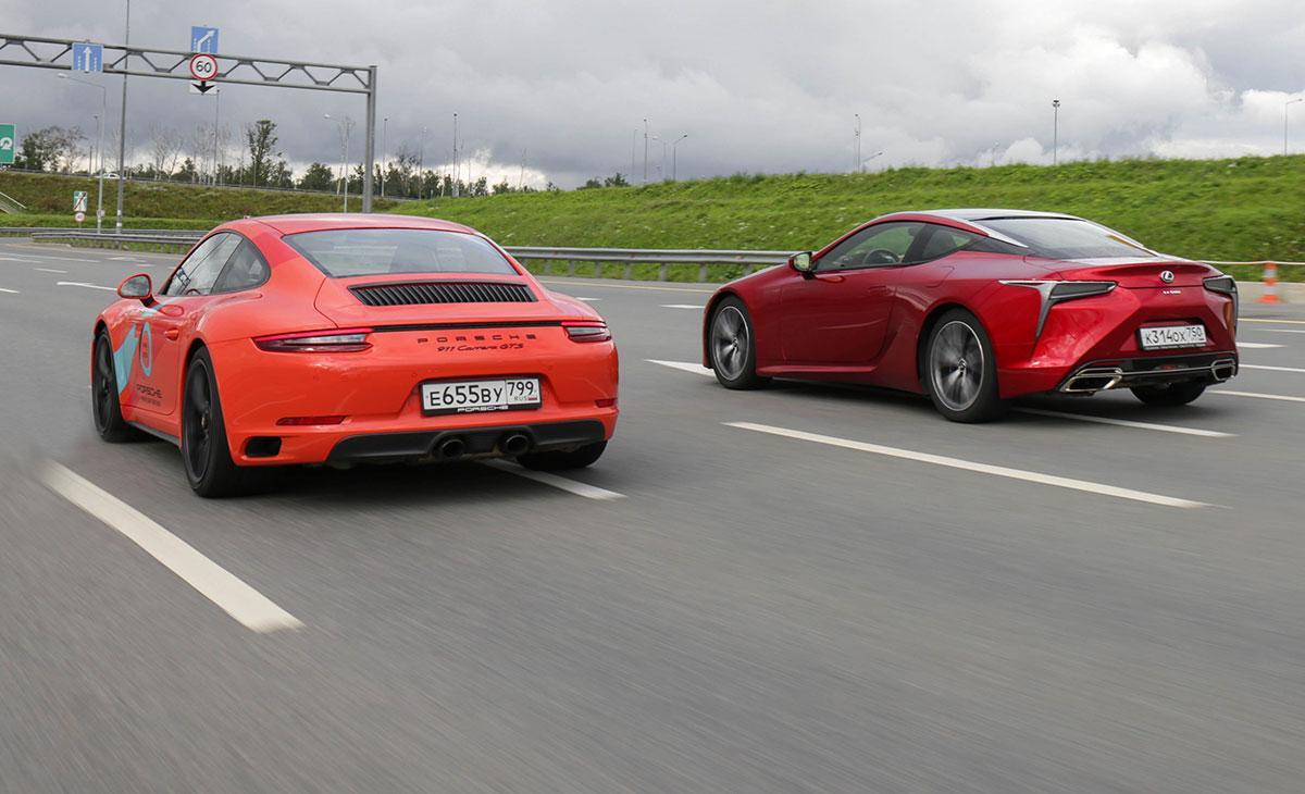 Сравнительный тест драйв Lexus LC 500 и Porsche 911 Carrera GTS